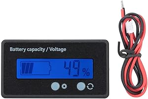 Battery Monitor 12V 24V 36V 48V 64V 84V Meter Gauge Display Range: 8-100V Percentage/HTN Shell Waterproof for Vehicle RV Mari