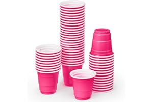xo, Fetti Party Decorations Hot Pink Plastic Shot Glasses - 50 Disposable 2 oz Cups | Bachelorette Party Cups, Birthday Party Decorations, Party Favors, Pink Baby Shower Supplies, Cute Plastic Cups
