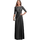 Mother of The Bride Dresses Long Chiffon Lace Wedding Guest Dresses for Women Ruched Formal Evening Gown Prom Dress