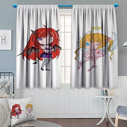 Amazon Com Anime Window Curtain Drape Angel Girl With Wings And