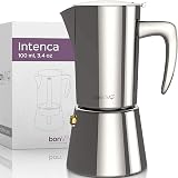 bonVIVO Moka Pot 2 Cup Intenca Stainless Steel Espresso Maker Silver Finish