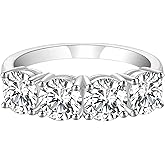 Dazzlingrock Collection GRA Certified D Color VVS1 Round Moissanite Elegant 4 Stone Engagement Ring for Women in 925 Sterling Silver
