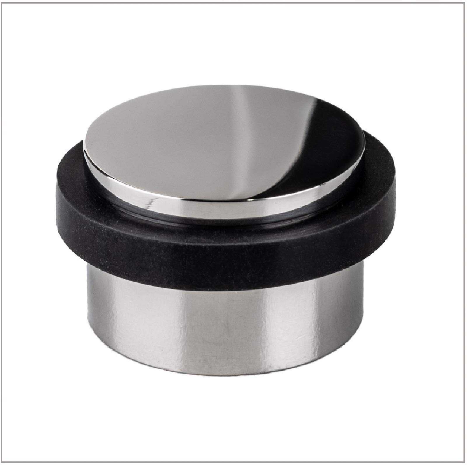 EVI Herrajes | Adhesive Door Stop | Ø28x20mm | Floor Mounted | Bright Stainless Steel | Silicone Protection Rubber | I-140AB