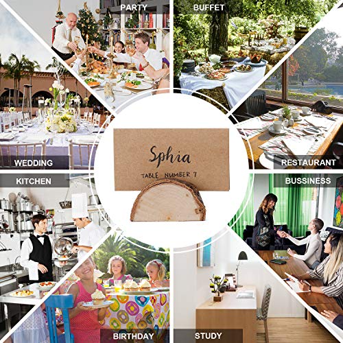 Wanapure 25 Pack Rustic Wood Table Number Holder with 25Pcs Kraft Paper, Photo Picture Table Place Card Holders, Tabletop Cardholder Menu Reserved Card Stand for Wedding, Party, Restaurants, Banquets
