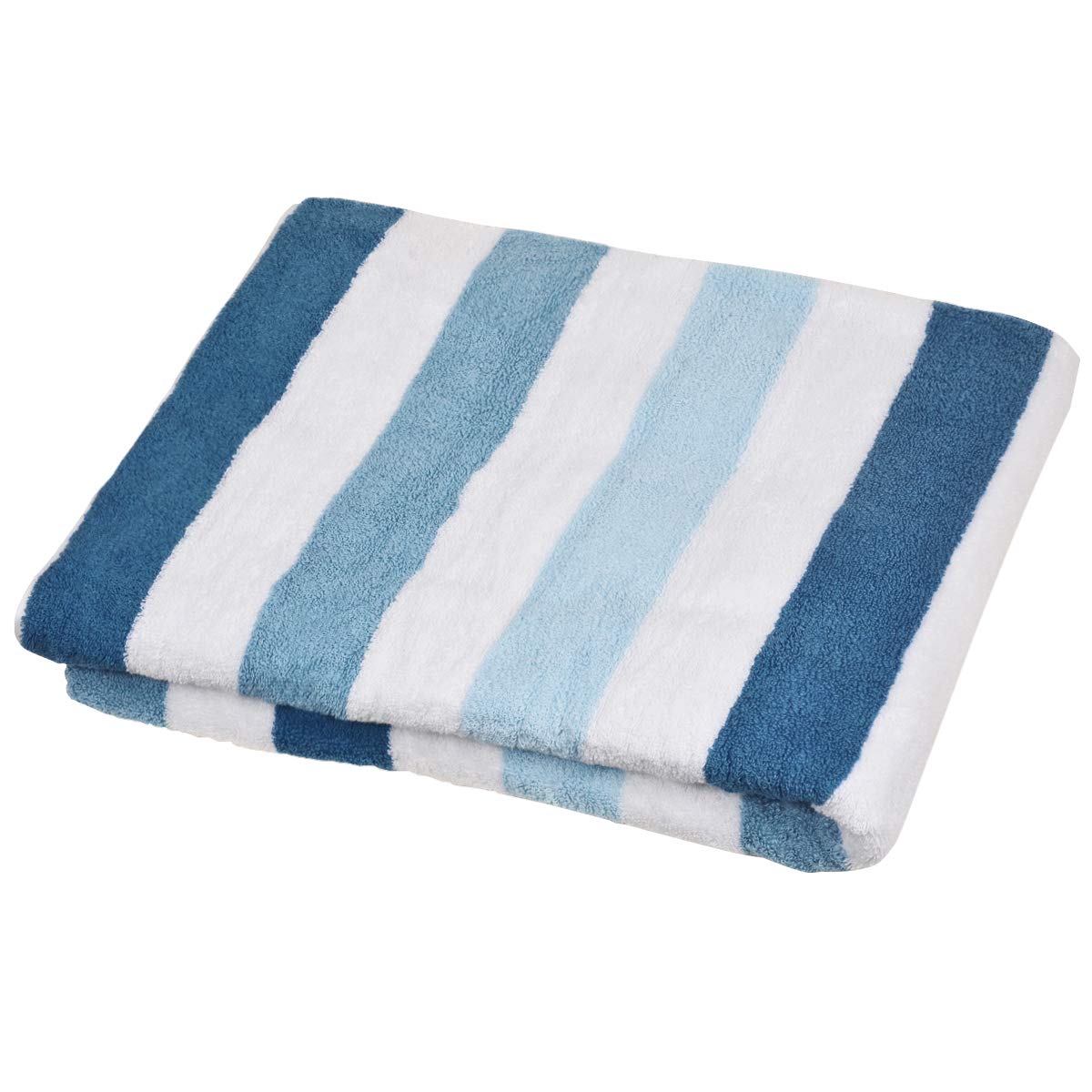 LYH Beach Towel Luxury 100% Cotton Pool Towel, Super Soft XXL Large Size 70x35in Classic Stripe, for Indoors Outdoors, Blue+White-02