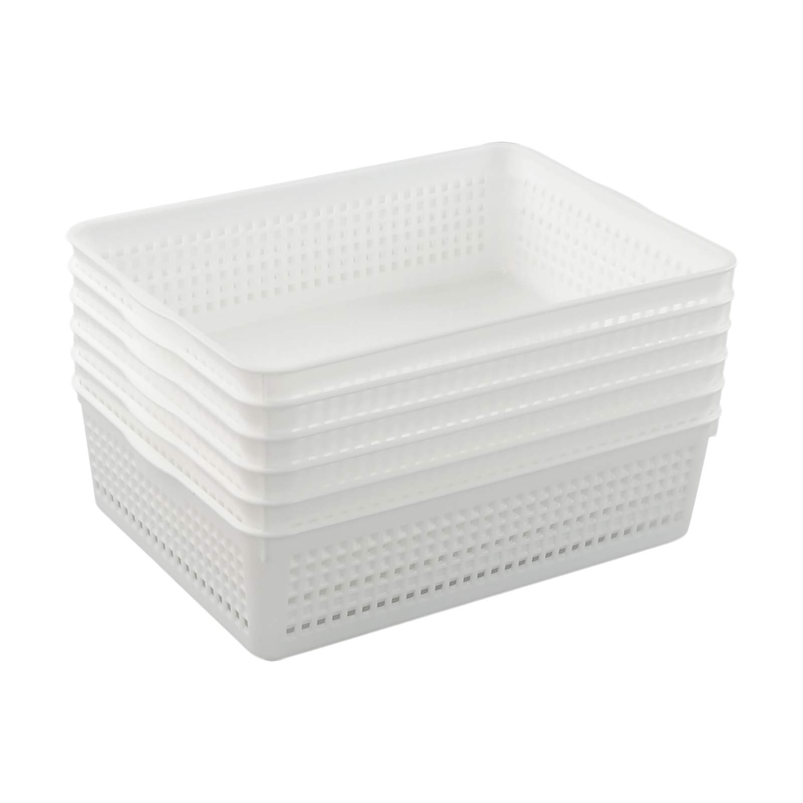 Callyne 6-Pack Plastic A4 Paper Storage Tray Basket, White File Storage Tray, F