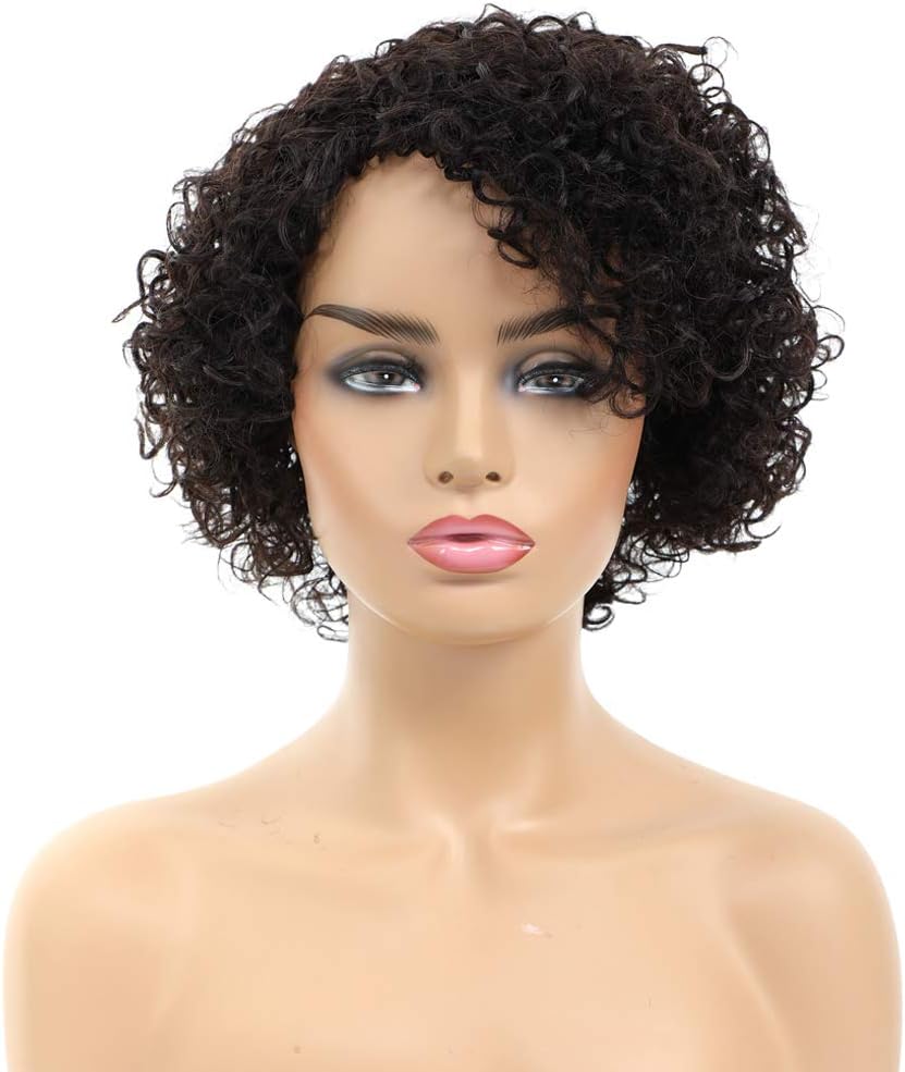 Morichy Short Curly Human Hair Wig 130% Density Human Hair Curly Wig Natural Color Real Hair Wigs for Black Women Afro Kinky Curly