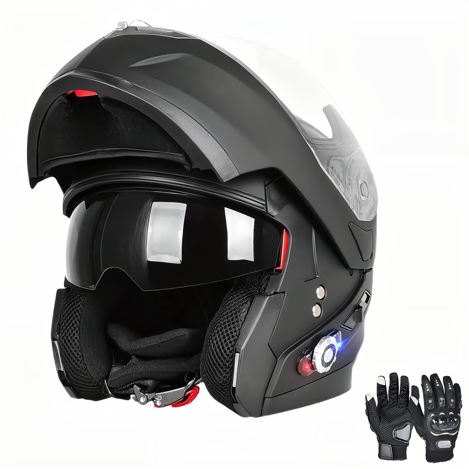 Used Like New/ Very Good FreedConn BM2-S Modular Flip Up Bluetooth Integrated Motorcycle Helmet Dual Visor 2 Riders Intercom ( Matte Black, M)