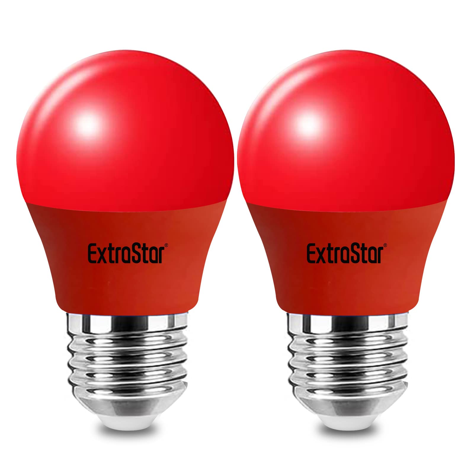 EXTRASTAR E27 LED Light Bulb Red, 4W Edison Screw G45 Bulb, 180° Beam Angle Lightbulbs for Christmas Holiday Party, Non-Dimmable, Pack of 2 — image 1