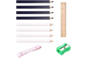 Sinbana Fabric Marking Pencils for Sewing, White & Blue Water Soluble Fabric Mark Washable Tailors Chalk Pen and Tracing Tools with Sharpener, Ruler &Soft Measure for Dressmakers Quilting Crafts