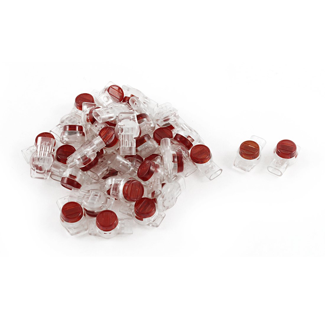 sourcing map 40 Pcs Data Phone Wire Splice 3 Ports UR Connectors Red Clear
