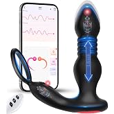 BEISAR Prostate Massager Anal Vibrator Thrusting Vibrating 7 Modes with Cock Ring Anal Plug Anal Sex Toys P Spot Massager Male Sex Toys for Men Dildos Women Couples AI Sync Remote Control Anal Beads
