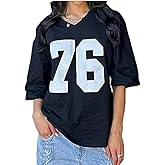 Oversized Jersey Women Summer Tops 2024 Grunge Graphic Tees Y2k Streetwear Short Sleeve Shirts