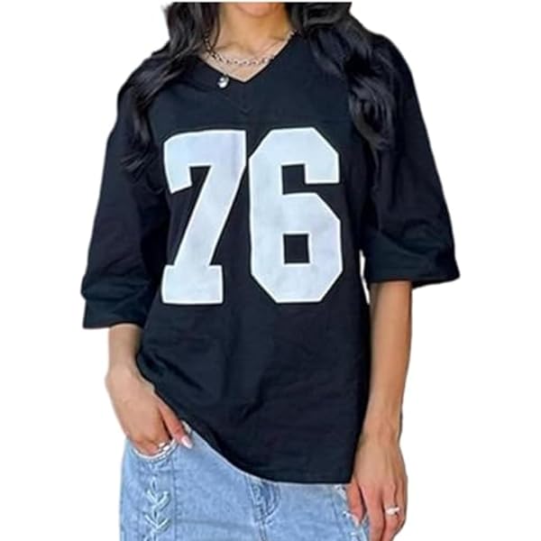 Oversized Jersey Shirts for Women Y2k Number Graphic Tees Long