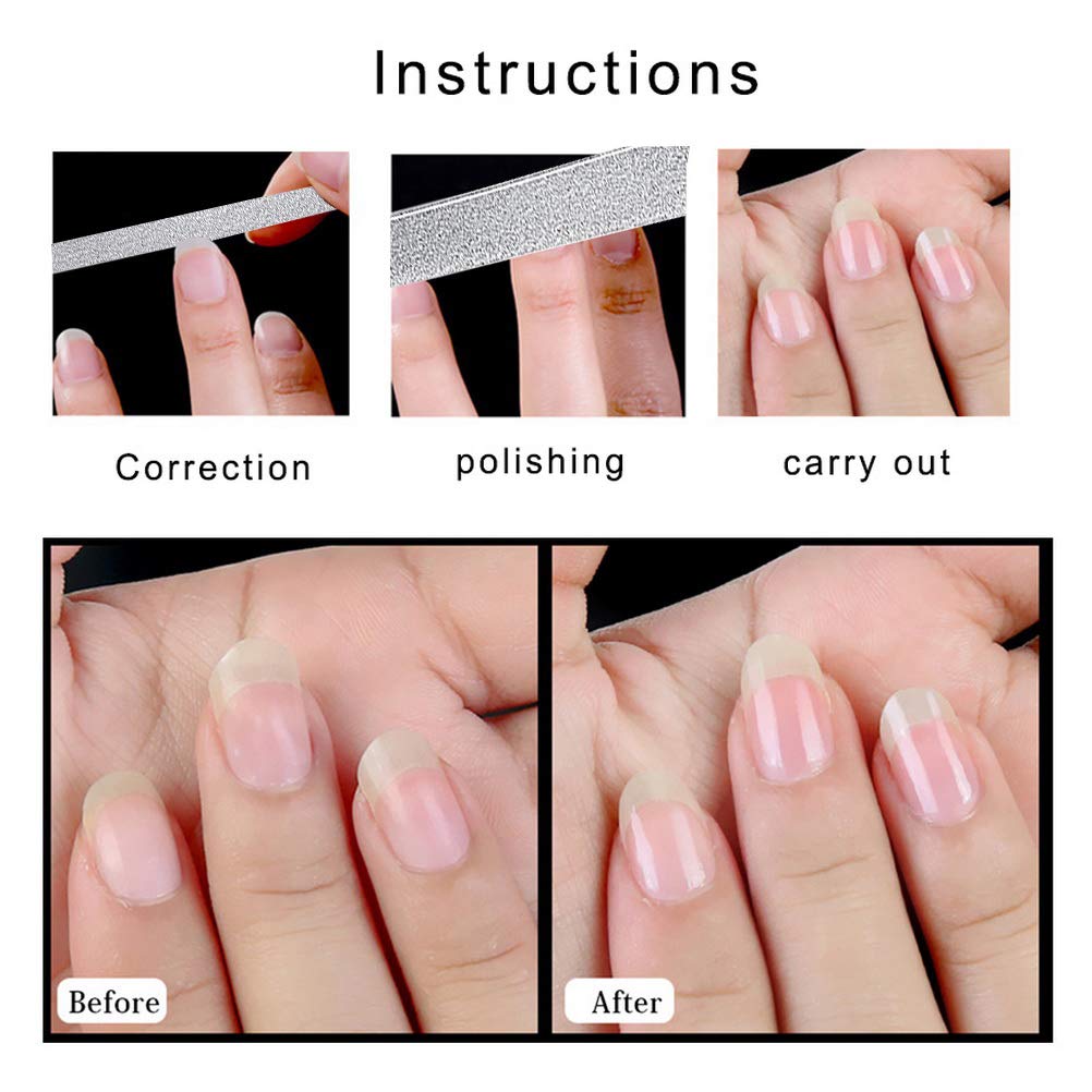 4 Pcs Metal Nail File Diamond Nail Files Stainless Steel Nail File Kit Double Side Fingernail Toenail Files for Salon Home Travel Use(5.9Inch)