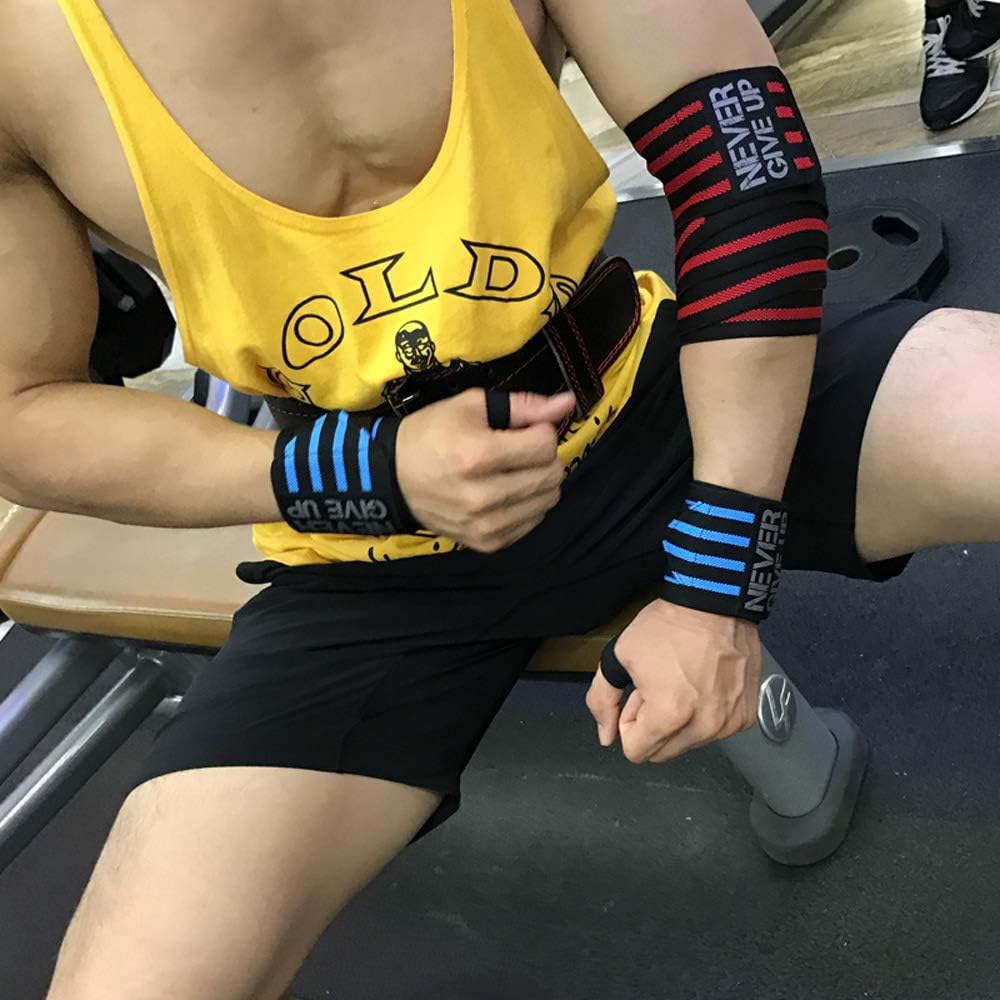 HYFAN Professional Elbow Wrist Wraps 40" Elastic Elbow Support for Weightlifting Workout Bodybuilding Gym Fitness (Red) : Sports & Outdoors