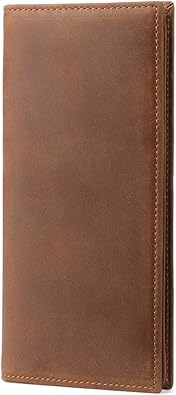 Amazon Huztencor 長財布 薄型 財布 メンズ 二つ折り 本革 薄い 二つ折り財布 メンズ財布 カードケース 革 小銭入れ 人気 大容量 磁気防止 Rfid識別 高級クレイジーホースレザー ブラウン 財布