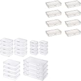Goodma Mixed Sized Rectangular Clear Plastic Boxes with Hinged Lids Bundle