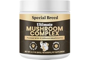 SPECIAL BREED Mushroom Powder for Dogs & Cats - Organic Mushroom Complex for Immune Support, Cognition, Vitality - Ten Mushroom Supplement with Turkey Tail, Lion's Mane, Reishi - 180 Scoops