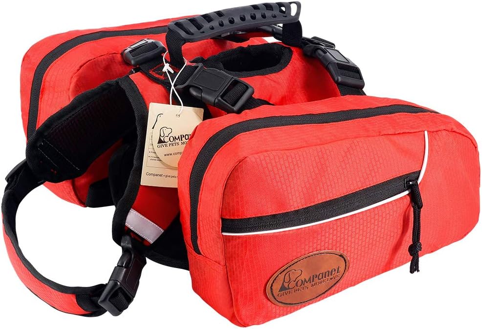 Dog Saddlebag Backpack Adjustable Tripper Hound Travel Backpack Bag Rucksack for Medium & Large Dog Camping Hiking, Detachable Pack Instantly Turns into Harness( S )