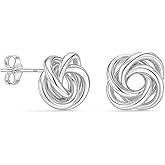 LeCalla Sterling Silver Love Knot Stud Earrings - Lightweight Italian Design Twisted Earrings for Women