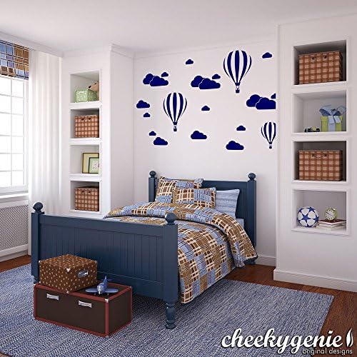 LiveGallery Giant Removable Vinyl 3D Hot air Balloons with Clouds Wall Decals DIY Wall Stickers Nursery Decor Kids Bedroom art Decoration Girls Rooms Decal Child Sticker Home Walls Decal (Blue)