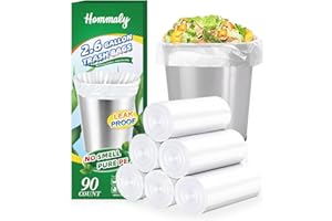 Hommaly 2.6 Gallon 90 pcs Small Clear Trash Bags, Strong 2.5 Gallon Garbage Bags, Bathroom Trash Can Bin Liners Unscented, Mini Plastic Bags for Office, Waste Basket Liner, Fit 6-10 Liters, 2-2.6 Gal