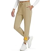 MAGCOMSEN Women's Fleece Lined Joggers Waterproof Thermal Winter Sweatpants Insulated Hiking Running Snow Pants Pockets