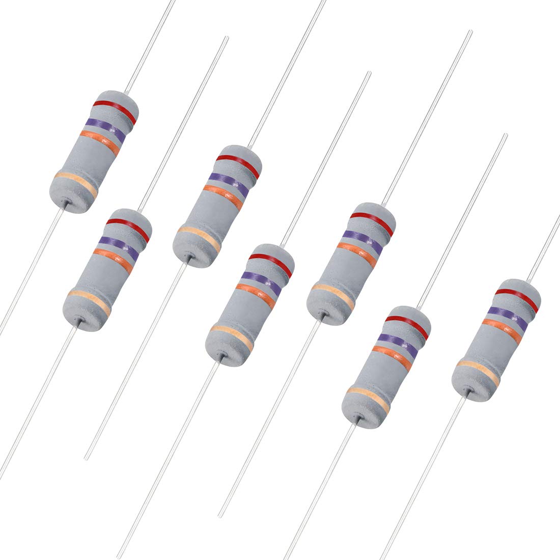 Sourcingmap 200Pcs 27K Ohm Resistor, 2W 5% Tolerance Carbon Film Resistors, 4 Bands for DIY Electronic Projects and Experiments