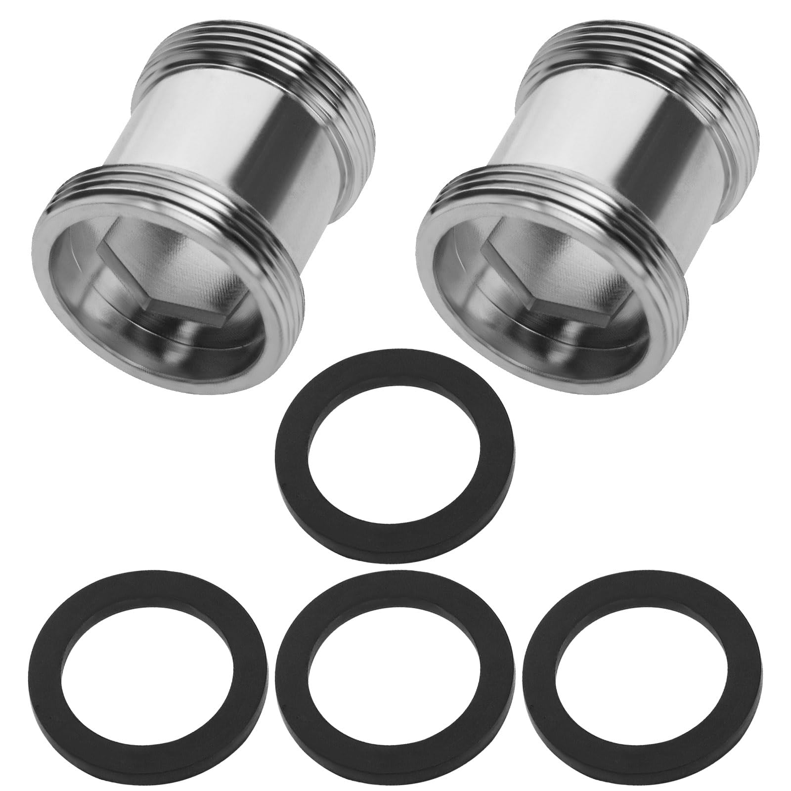 Be In Your Mind 2 Sets 24mm Male to 22mm Male Thread Brass Faucet Adapter Length Extension Tap Aerator Connector for Kitchen Bathroom Sink with Gasket