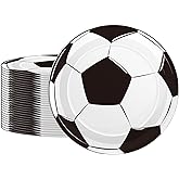 Fitoyplak 60Pcs Soccer Paper Plates - 7Inch Soccer Theme Party Round Dessert Plates,Kids Themed Birthday Supplies Set,Sports Theme Decorations for Sports Fan Birthday Event Party Supplies