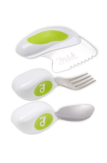 Doddl Kinderbesteck set, für Kleinkinder und Babies 12 Monate +, Kinder Messer, Gabel & Löffel Set, Ergonomisches Edelstahl G