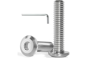 VGBUY M6-1.0 x 20 mm 65Pcs Flat Head Hex Socket Cap Screws Bolts,304 Stainless Steel 18-8,Full Thread,Hex Spanner Included (VG30106)