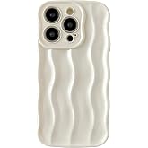 Caseative for iPhone 14 Pro Case, White | Water Ripple Pattern Curly Wave Frame Soft