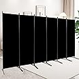CHOSENM 6 Panel Folding Privacy Screens, 6 FT Tall Wall Divider with Metal Frame, Freestanding Room Divider for Office Bedroom Study (6 Panel, Black)
