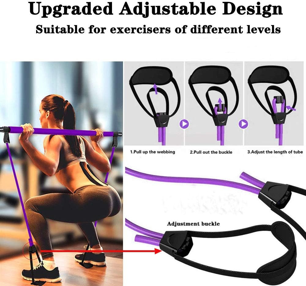 Ayatana Pilates Bar Stick with 2 Adjustable Resistance Bands, Yoga Exercise Bar with Anti- Slip Foot Loops, All-in-One Fitness Kit, Portable & Compact, Great for Body-Shaping, Home Gym, Purple : Sports & Outdoors