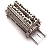 Dinkle Assembly DK6N 10 Gang Box Connector DIN Rail Terminal Blocks, 8-20 AWG, 50 Amp, 600 Volt Separate Circuits UL Recognized