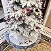 WEWILL 36'' Luxury Snowman Christmas Tree Skirt Silvery White Embroidered Snowflake with Satin Border Xmas Mat Party Supplies Decorations