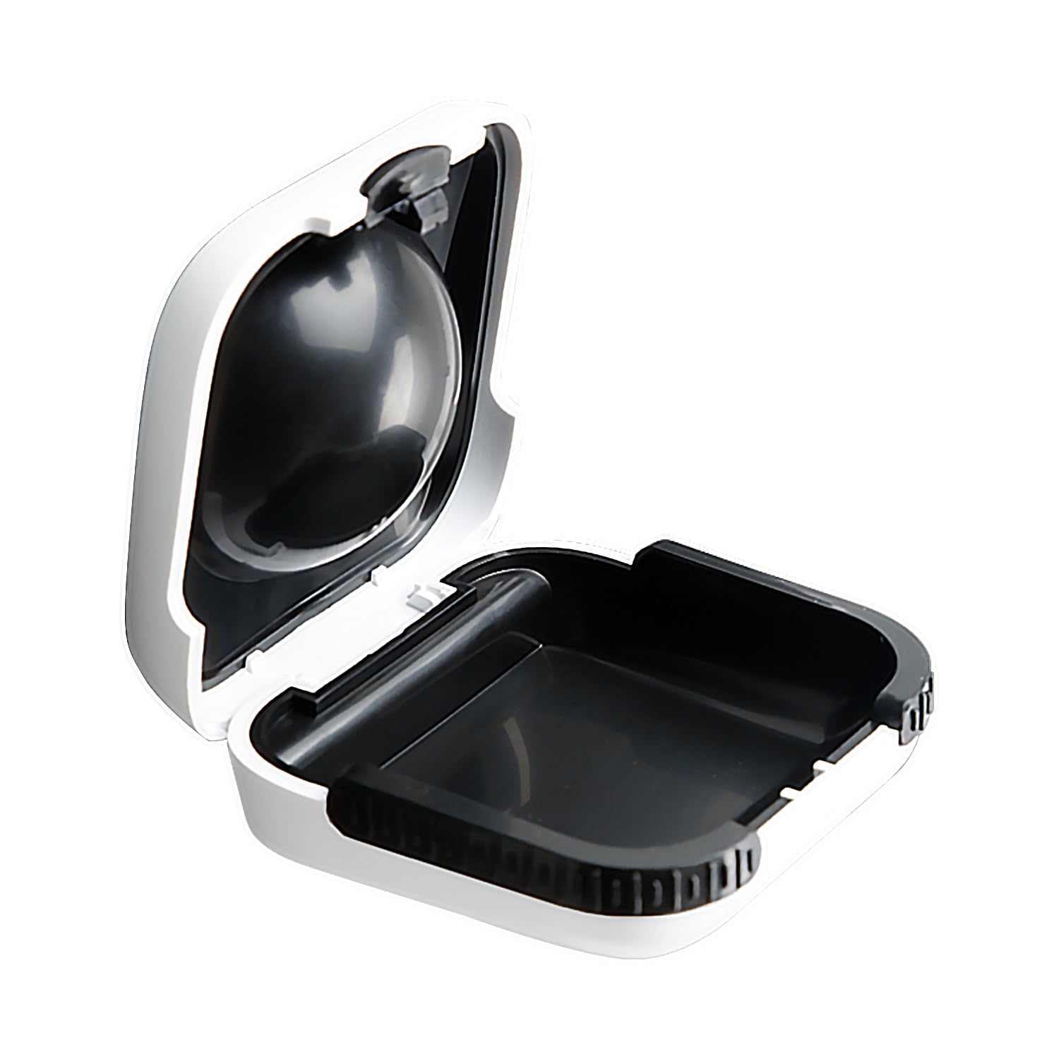 Rumyve Portable Hearing Aid Hard Case Waterproof,Protective Hearing Amplifier Case,Built-in High Elastic Silicone Air Cushion Ball Anti-Drop Hearing Aid Storage Case for The Elderly, White