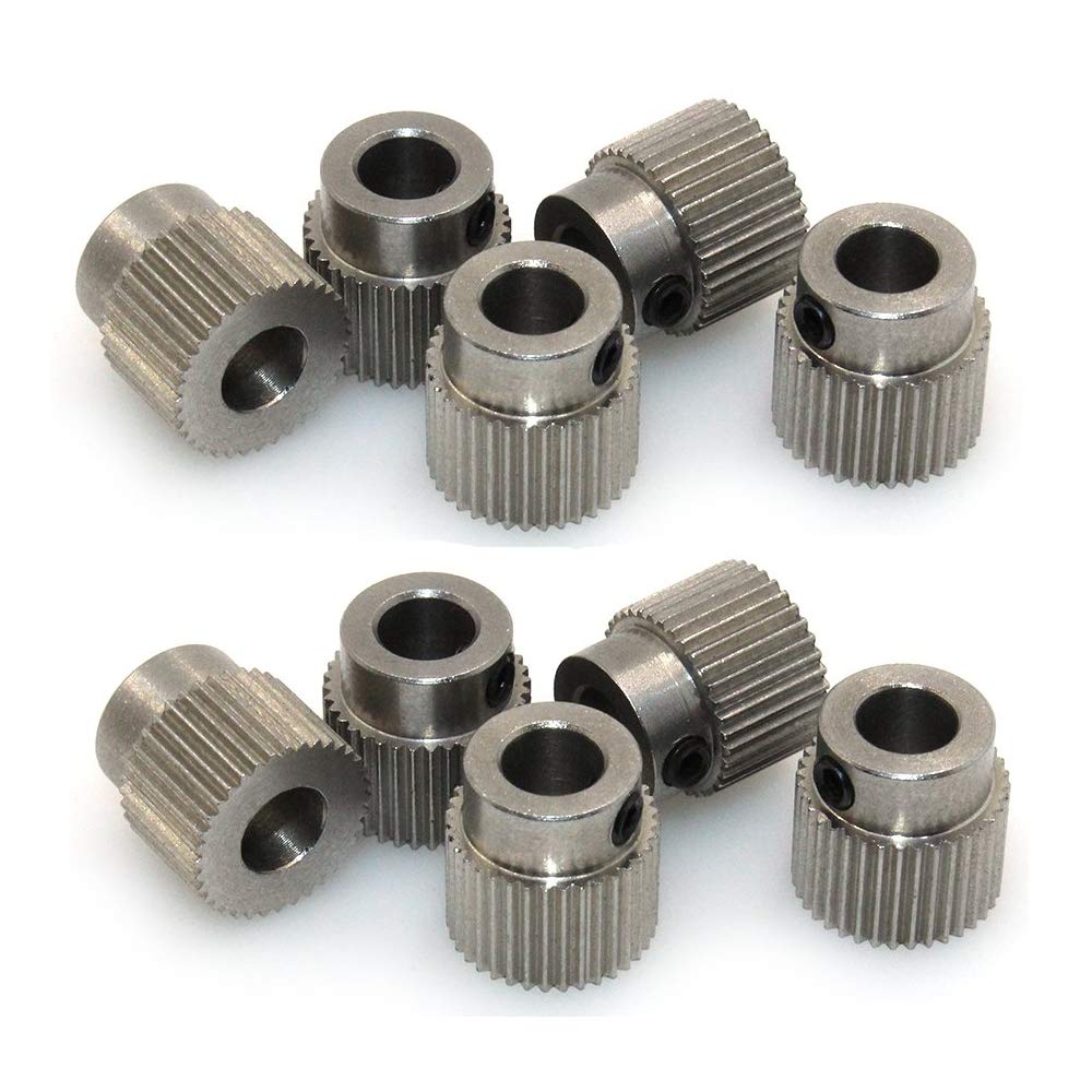 3Dman MK7/MK8 Extruder Gear 36 Teeth Bore 5mm Stainless Steel Drive Gear for 1.75mm Filament 3D Printers (10pcs)
