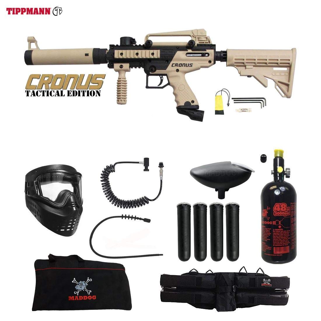 Maddog Tippmann Cronus Tactical Specialist HPA Paintball Gun Package