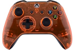 eXtremeRate Transparent Crystal Clear Orange Faceplate Cover, Front Housing Shell Case Replacement Kit for Xbox One S & Xbox 