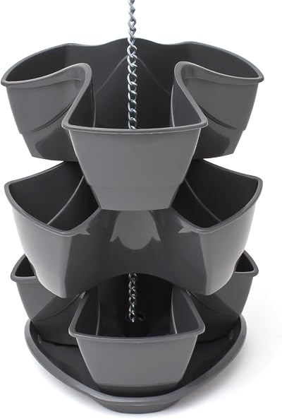 Prosperplast Coubi DKN300W Herb Planter 29.5cm Dark Grey 12-Piece Set