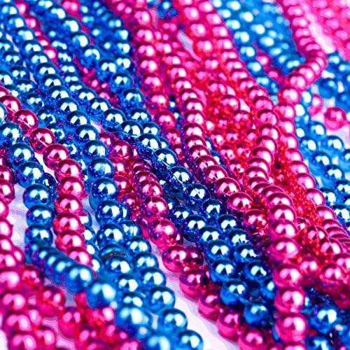 Qyler Pink and Blue Baby Gender Reveal Beads 40 Set 5mm Round 30" for Baby Shower Announcement Party