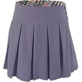 Bienzoe Girls School Uniform Skirt: Kids Adjustable Waist Stretchy Pleated Skort