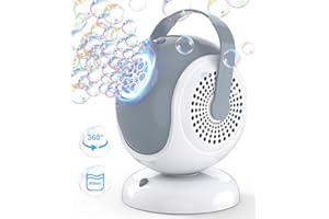 Joyfuture Bubble Machine - Automatic Bubbles Blower for Kids, Toddlers - 360° Rotation & 75° Adjustment, Bubble Toys with LED Light - Gifts for Boys, Girls, Halloween, Outdoor, Birthday, Party