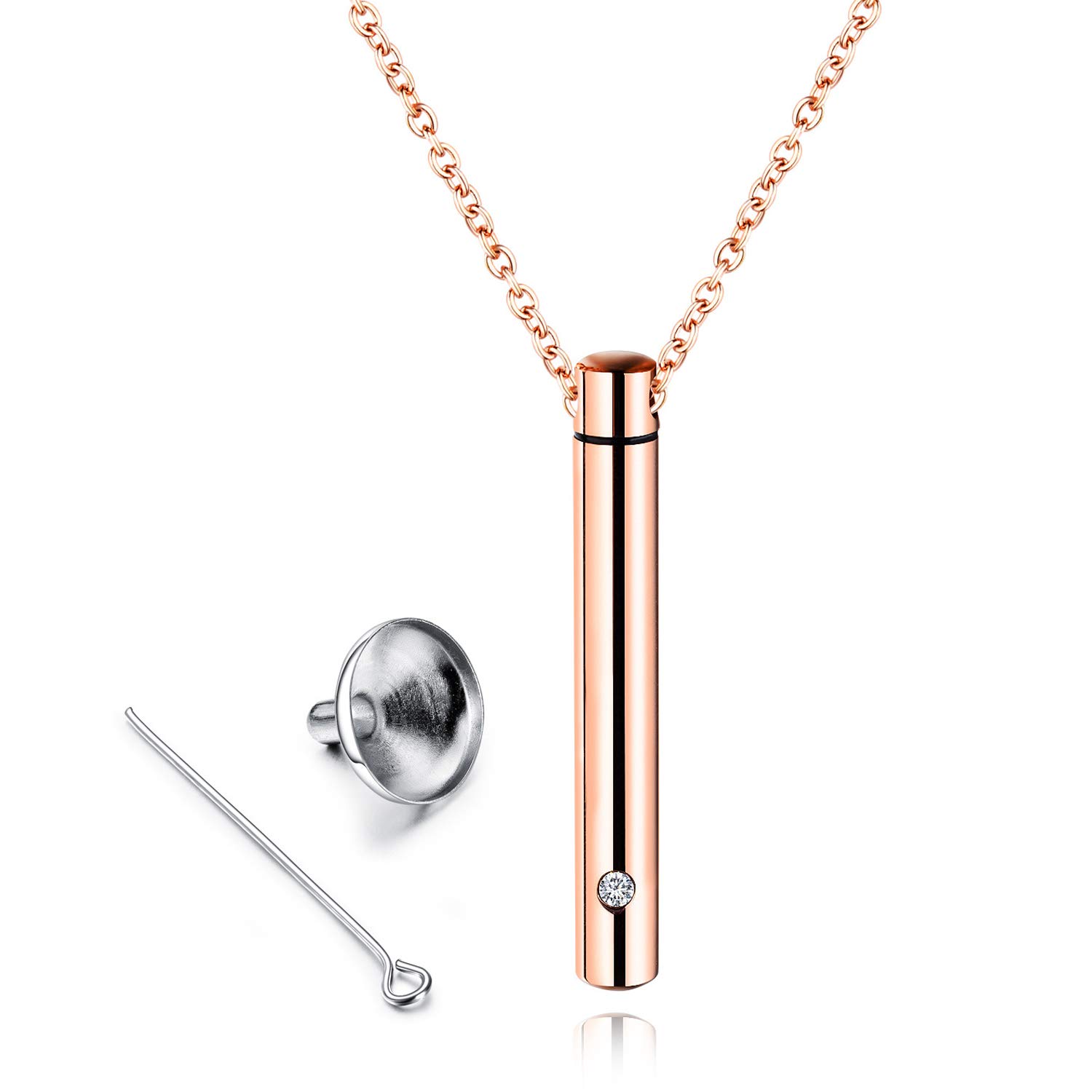 MUERDOU Ashes Necklace Cremation Jewelry Keepsake Holder Memorial Locket Cylinder Urn Necklace for Ashes Pendant