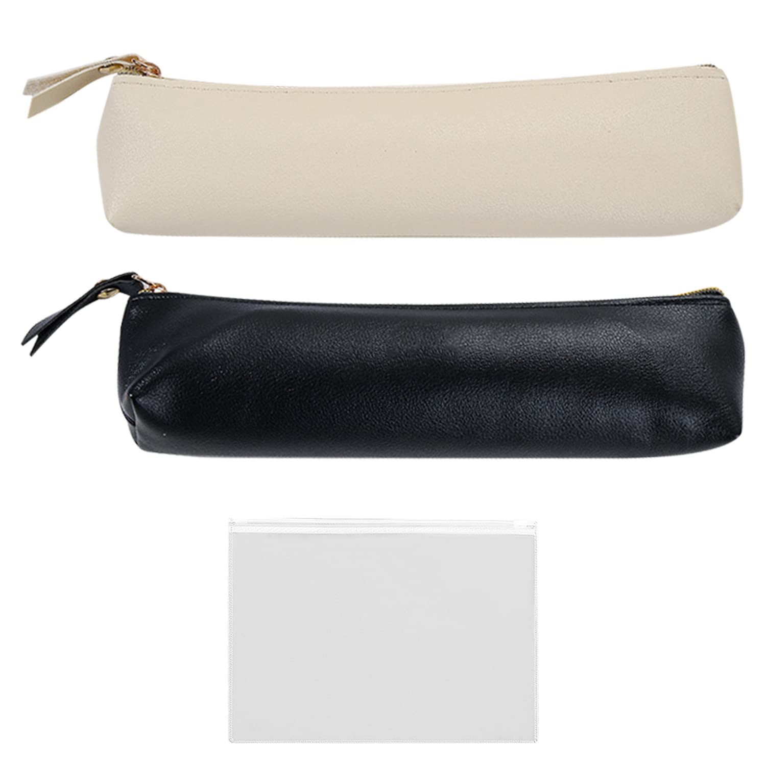 LSYYSL 2pcs Pencil Case, 1pc A5 Document Bag, Portable Black and White Pencil Case, Large Capacity Pencil Case, Metal Zipper Pencil Case, Suitable for Secondary School Girls Boys