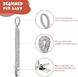 Aolso Dummy Clips Pacifier Chain 4pcs Grey White Purple Silicone Ring Adapter view 3