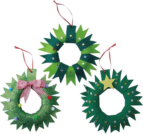 Amazon Amosfun 3セット 子供用 Diy 素材 クリスマス リース クラフト 生地 クリスマスツリー ハンギング デコレーション アクセサリー 幼稚園 教室用 クリスマスツリー デコレーション おもちゃ